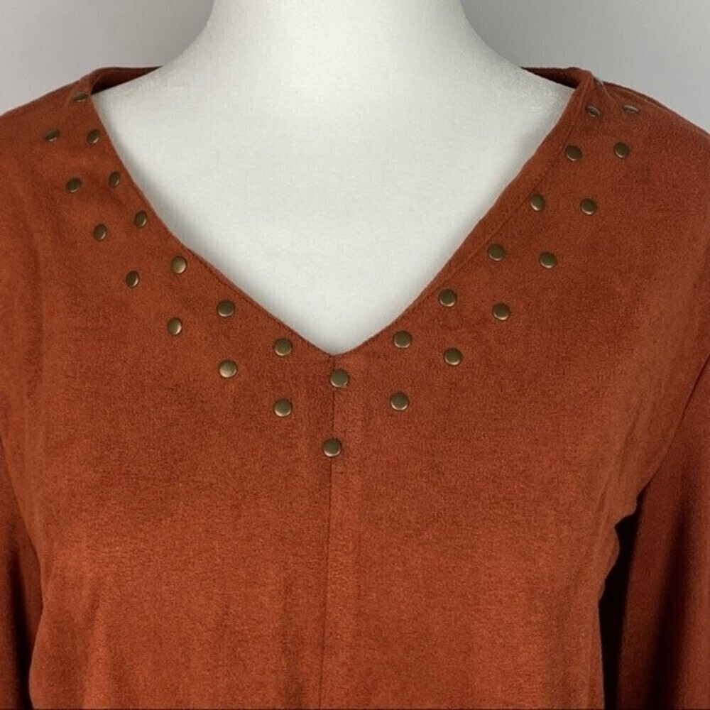 Style & Co Womens Blouse Size PL V-neck Bell Sleeve Ladies Top - Picture 3 of 6